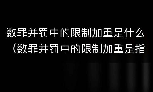 数罪并罚中的限制加重是什么（数罪并罚中的限制加重是指）