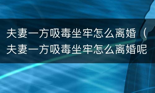 夫妻一方吸毒坐牢怎么离婚（夫妻一方吸毒坐牢怎么离婚呢）