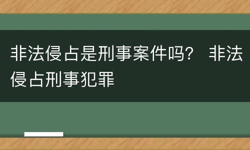 非法侵占是刑事案件吗？ 非法侵占刑事犯罪