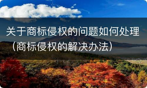 关于商标侵权的问题如何处理（商标侵权的解决办法）