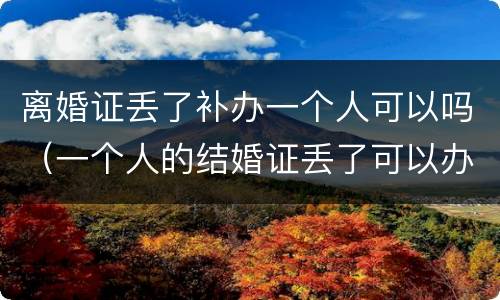 离婚证丢了补办一个人可以吗（一个人的结婚证丢了可以办理离婚吗）