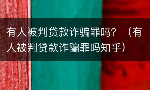 有人被判贷款诈骗罪吗？（有人被判贷款诈骗罪吗知乎）