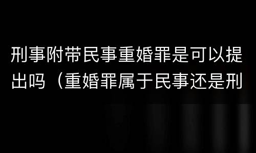 刑事附带民事重婚罪是可以提出吗（重婚罪属于民事还是刑事）