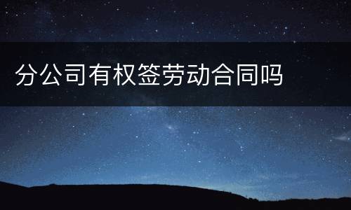 分公司有权签劳动合同吗