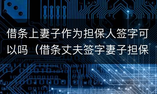借条上妻子作为担保人签字可以吗（借条丈夫签字妻子担保）