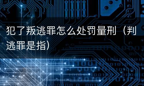 犯了叛逃罪怎么处罚量刑（判逃罪是指）