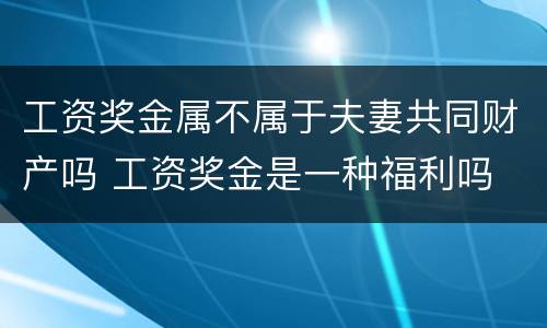 工资奖金属不属于夫妻共同财产吗 工资奖金是一种福利吗