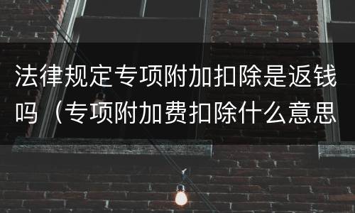 法律规定专项附加扣除是返钱吗（专项附加费扣除什么意思）