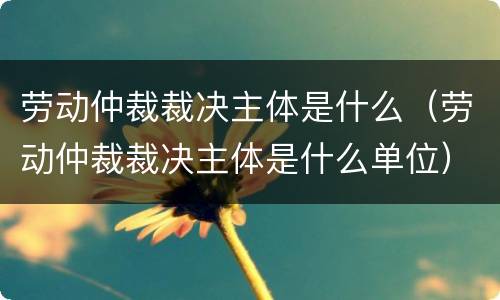 劳动仲裁裁决主体是什么（劳动仲裁裁决主体是什么单位）