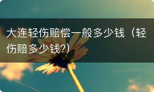 大连轻伤赔偿一般多少钱（轻伤赔多少钱?）