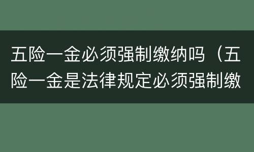五险一金必须强制缴纳吗（五险一金是法律规定必须强制缴纳的吗）