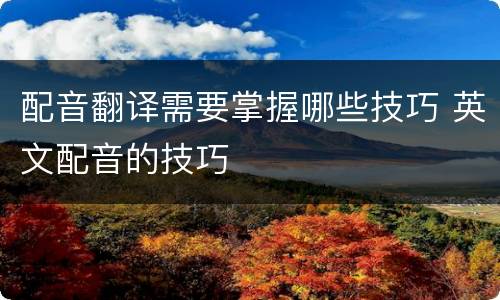 配音翻译需要掌握哪些技巧 英文配音的技巧