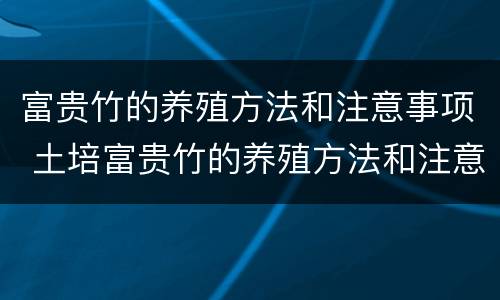 富贵竹的养殖方法和注意事项 土培富贵竹的养殖方法和注意事项