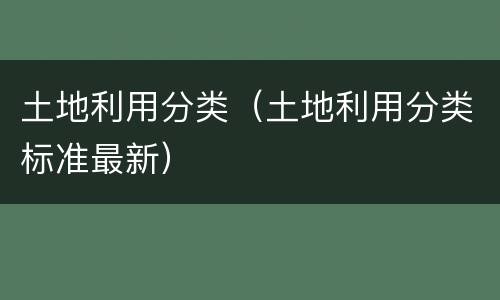 土地利用分类（土地利用分类标准最新）