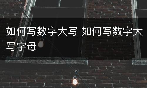 如何写数字大写 如何写数字大写字母