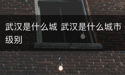 武汉是什么城 武汉是什么城市级别