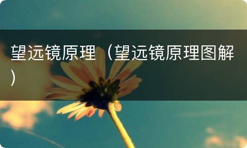 望远镜原理（望远镜原理图解）