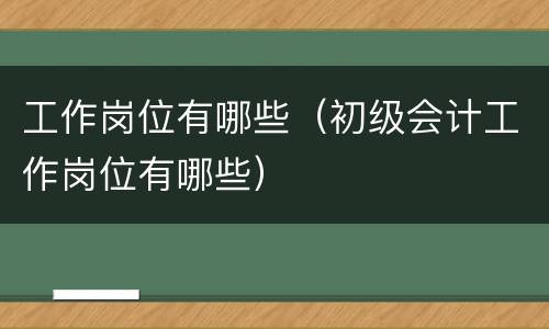 工作岗位有哪些（初级会计工作岗位有哪些）