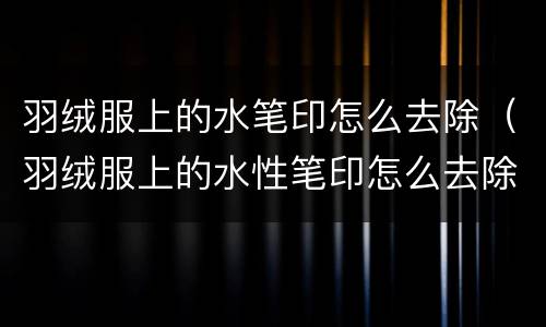 羽绒服上的水笔印怎么去除（羽绒服上的水性笔印怎么去除）