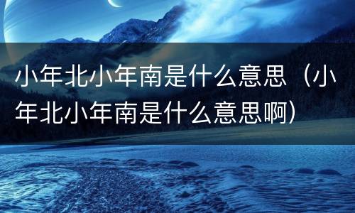 小年北小年南是什么意思（小年北小年南是什么意思啊）