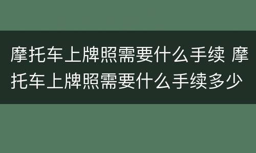 摩托车上牌照需要什么手续 摩托车上牌照需要什么手续多少钱南京