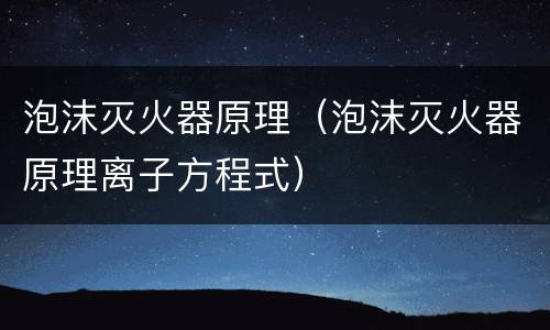 泡沫灭火器原理（泡沫灭火器原理离子方程式）