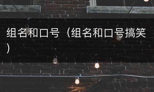 组名和口号（组名和口号搞笑）