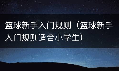 篮球新手入门规则（篮球新手入门规则适合小学生）