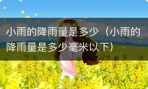 小雨的降雨量是多少（小雨的降雨量是多少毫米以下）