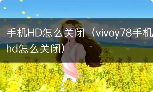 手机HD怎么关闭（vivoy78手机hd怎么关闭）