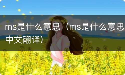 ms是什么意思（ms是什么意思中文翻译）