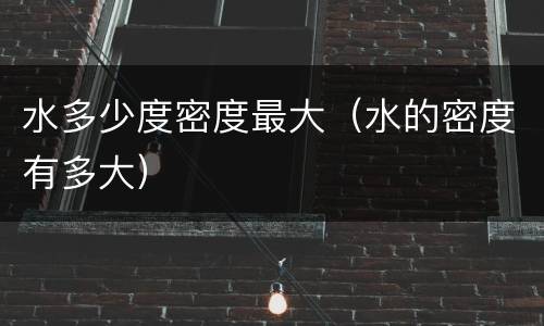 水多少度密度最大（水的密度有多大）