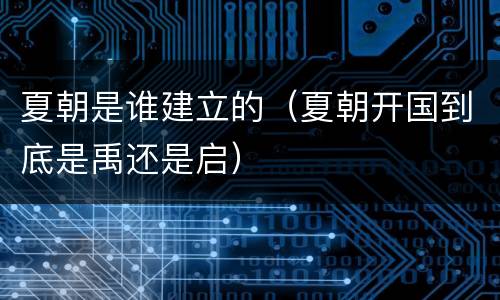 夏朝是谁建立的（夏朝开国到底是禹还是启）
