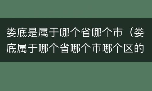 娄底是属于哪个省哪个市（娄底属于哪个省哪个市哪个区的城市）