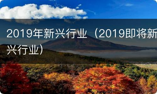 2019年新兴行业（2019即将新兴行业）