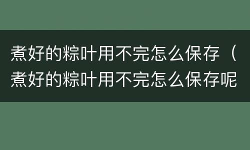 煮好的粽叶用不完怎么保存（煮好的粽叶用不完怎么保存呢）