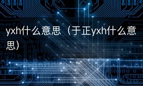 yxh什么意思（于正yxh什么意思）