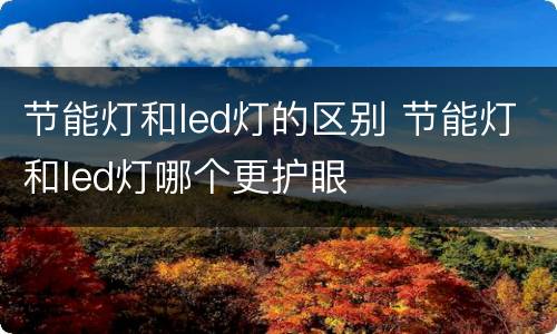 节能灯和led灯的区别 节能灯和led灯哪个更护眼