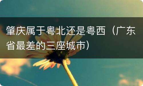 肇庆属于粤北还是粤西（广东省最差的三座城市）