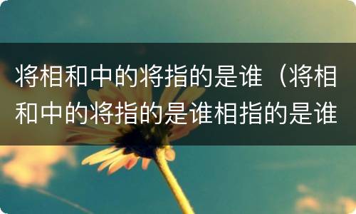 将相和中的将指的是谁（将相和中的将指的是谁相指的是谁和指的是谁）