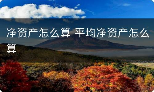 净资产怎么算 平均净资产怎么算