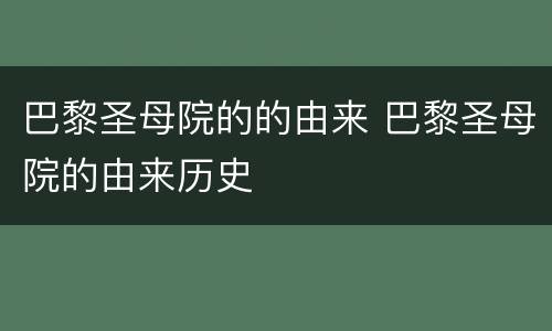 巴黎圣母院的的由来 巴黎圣母院的由来历史