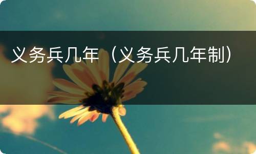 义务兵几年（义务兵几年制）