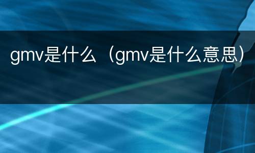 gmv是什么（gmv是什么意思）