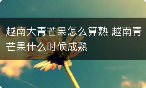 越南大青芒果怎么算熟 越南青芒果什么时候成熟