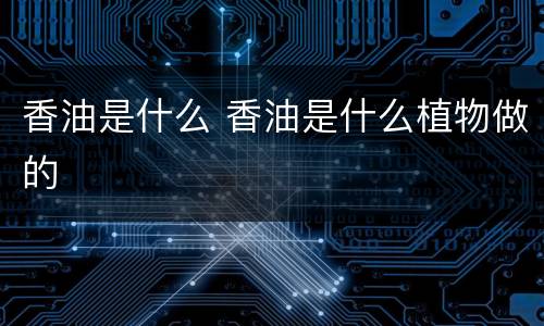 香油是什么 香油是什么植物做的