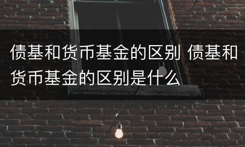 债基和货币基金的区别 债基和货币基金的区别是什么