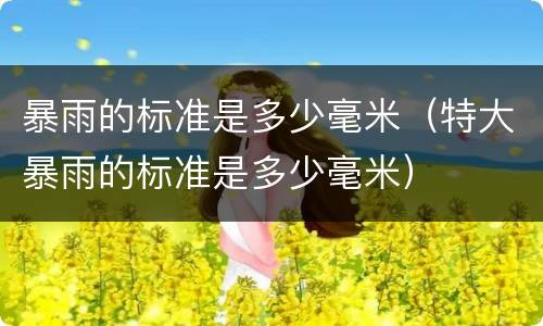 暴雨的标准是多少毫米（特大暴雨的标准是多少毫米）