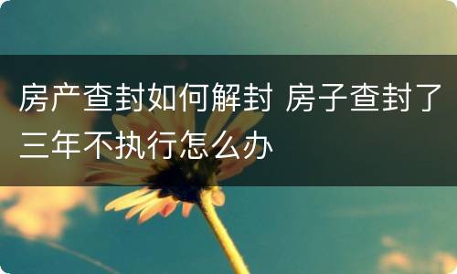 房产查封如何解封 房子查封了三年不执行怎么办