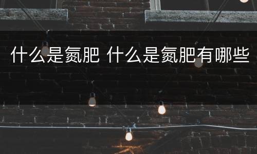 什么是氮肥 什么是氮肥有哪些